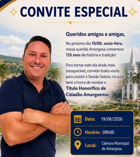 Cézar de Adério recebe título honorífico na Câmara de Amargosa